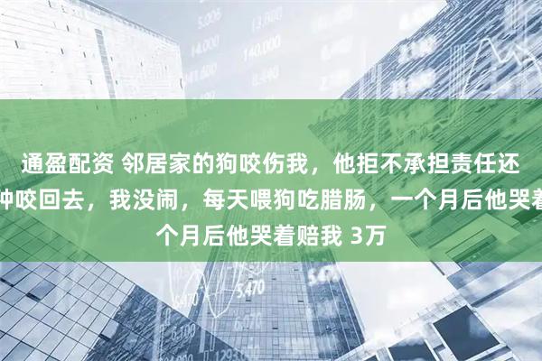 通盈配资 邻居家的狗咬伤我，他拒不承担责任还叫嚣：有种咬回去，我没闹，每天喂狗吃腊肠，一个月后他哭着赔我 3万